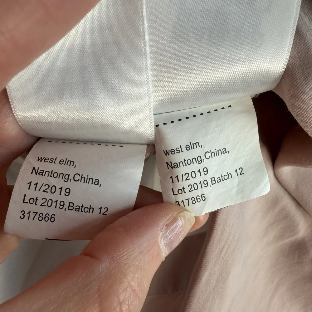 West Elm‎ Set Of 2 Lush Tack Stitch Euro Sham Pink Quilted Pillow Cover Bedding